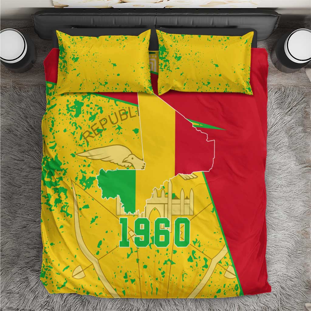 Mali Map Bedding Set Heart-Inspired Design with National Flag Colors