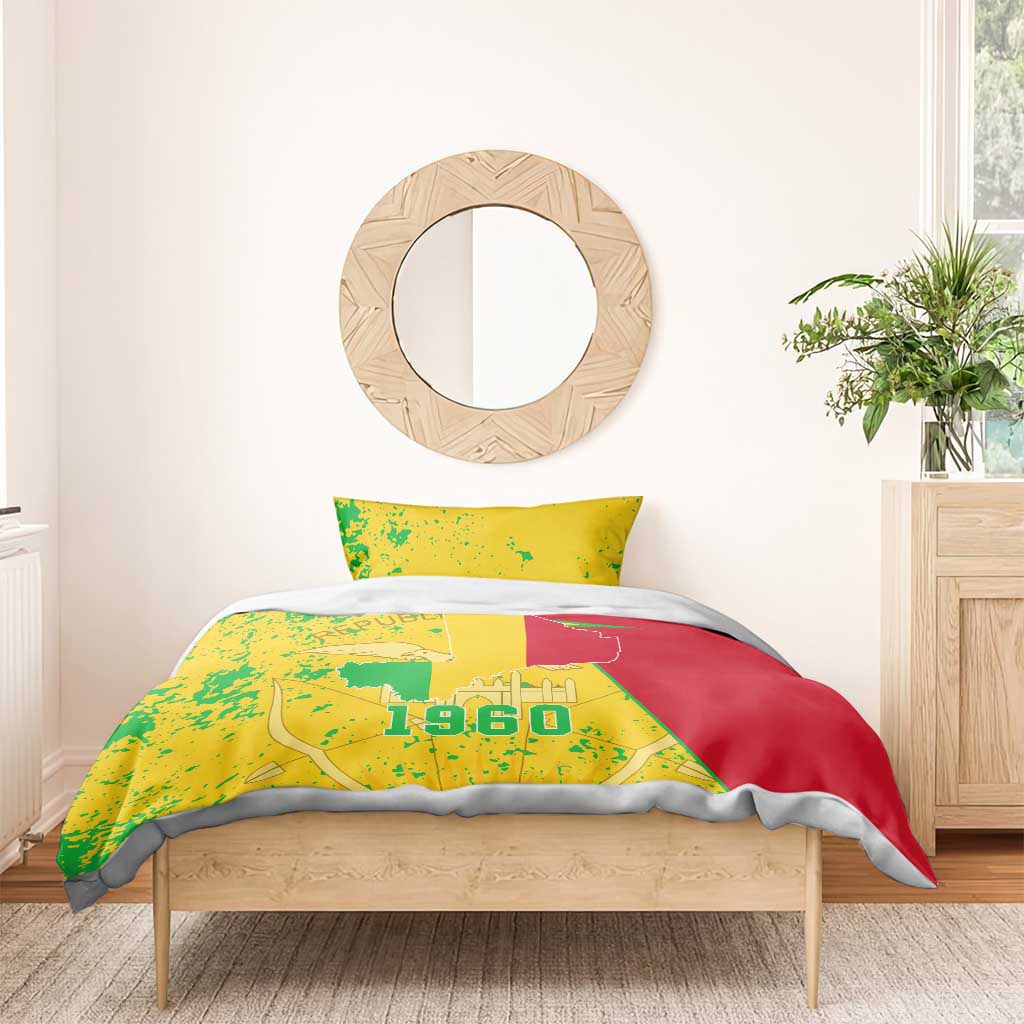 Mali Map Bedding Set Heart-Inspired Design with National Flag Colors