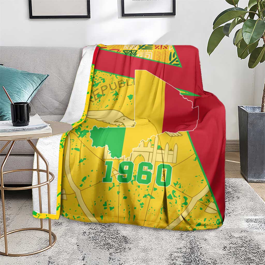 Mali Map Blanket Heart-Inspired Design with National Flag Colors