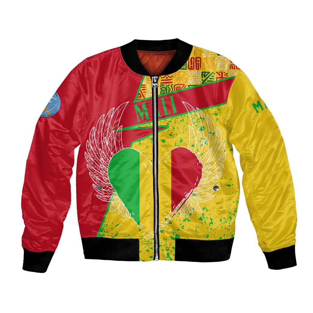 Mali Map Bomber Jacket Heart-Inspired Design with National Flag Colors