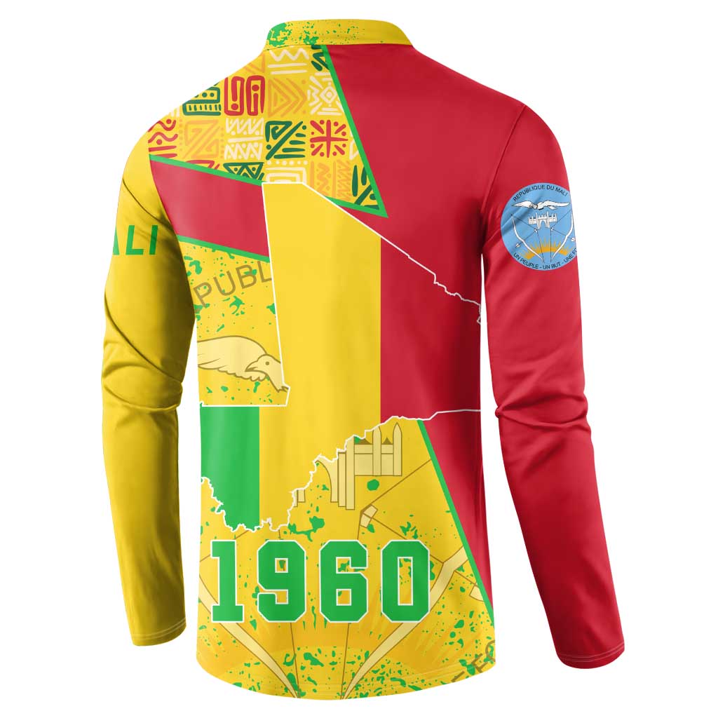 Mali Map Button Sweatshirt Heart-Inspired Design with National Flag Colors