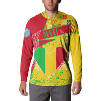 Mali Map Button Sweatshirt Heart-Inspired Design with National Flag Colors