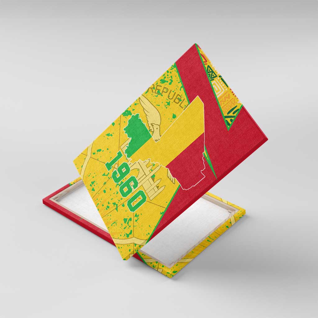 Mali Map Canvas Wall Art Heart-Inspired Design with National Flag Colors