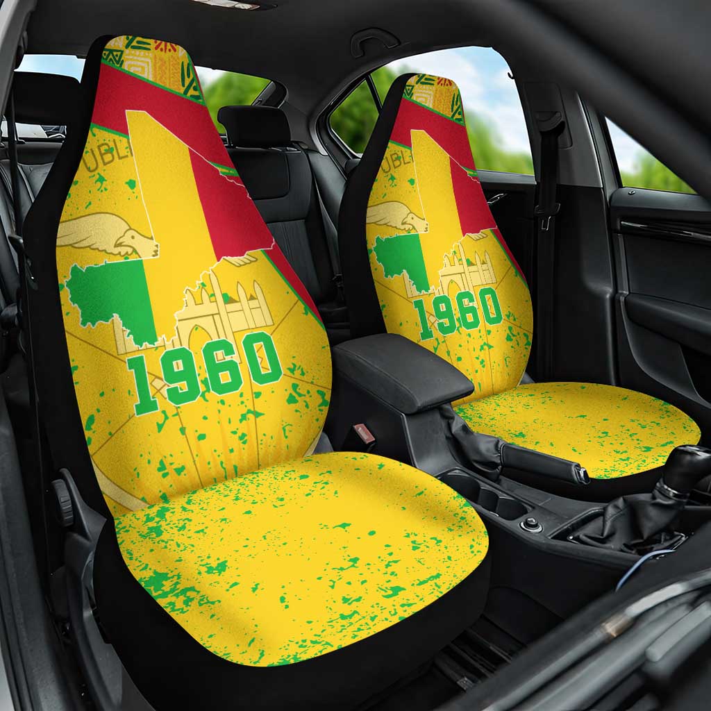 Mali Map Car Seat Cover Heart-Inspired Design with National Flag Colors