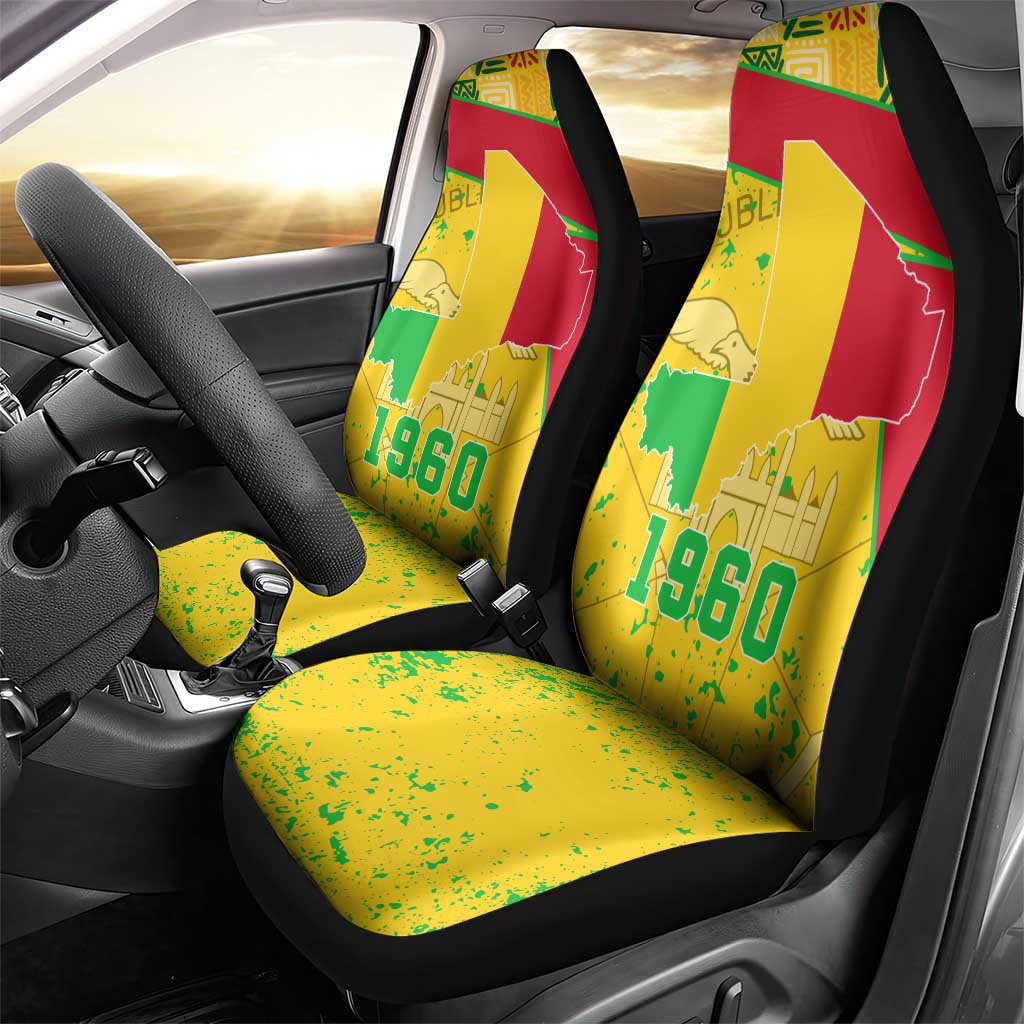Mali Map Car Seat Cover Heart-Inspired Design with National Flag Colors