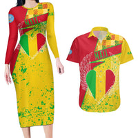 Mali Map Couples Matching Long Sleeve Bodycon Dress and Hawaiian Shirt Heart-Inspired Design with National Flag Colors
