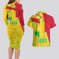 Mali Map Couples Matching Long Sleeve Bodycon Dress and Hawaiian Shirt Heart-Inspired Design with National Flag Colors
