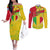 Mali Map Couples Matching Off The Shoulder Long Sleeve Dress and Long Sleeve Button Shirt Heart-Inspired Design with National Flag Colors