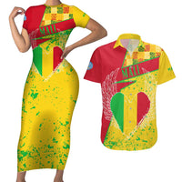 Mali Map Couples Matching Short Sleeve Bodycon Dress and Hawaiian Shirt Heart-Inspired Design with National Flag Colors