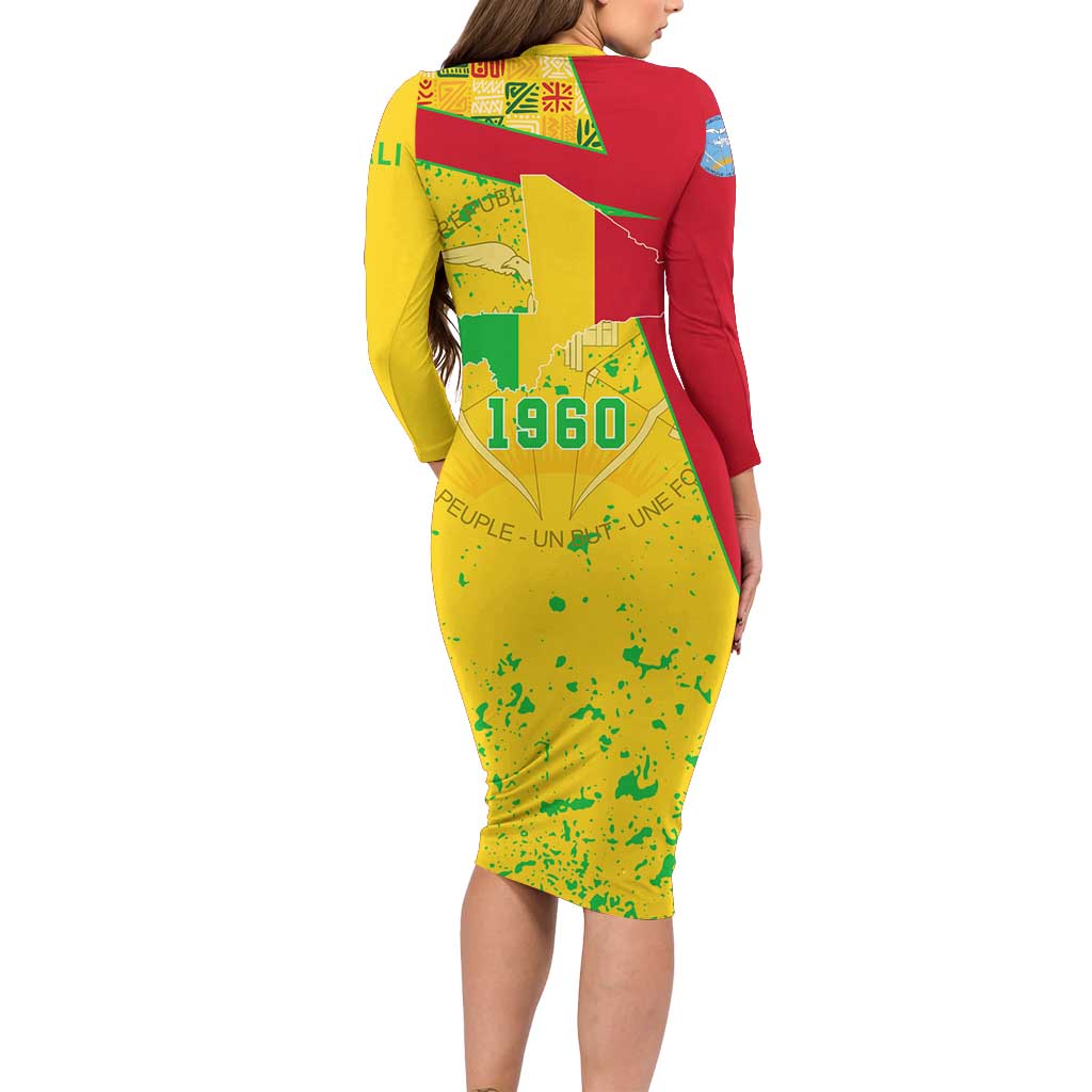 Mali Map Family Matching Long Sleeve Bodycon Dress and Hawaiian Shirt Heart-Inspired Design with National Flag Colors