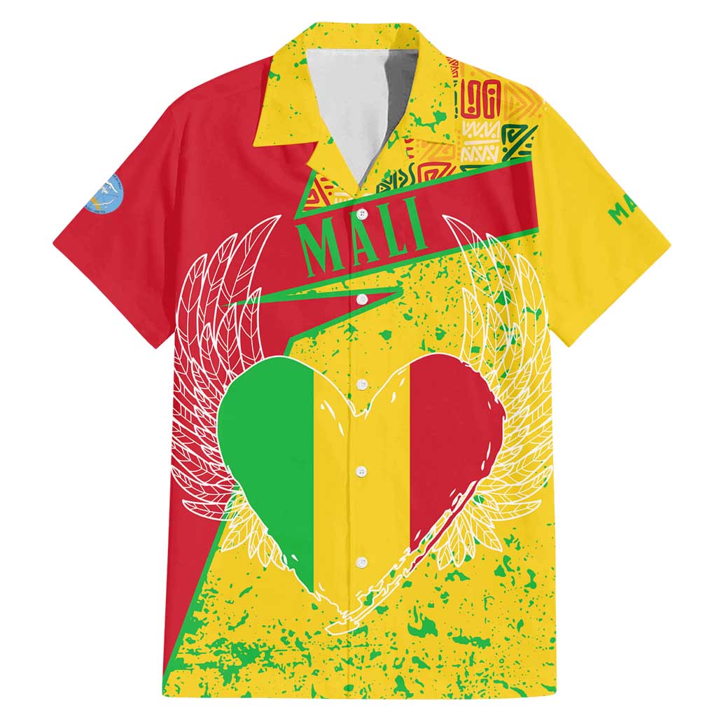 Mali Map Family Matching Mermaid Dress and Hawaiian Shirt Heart-Inspired Design with National Flag Colors