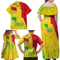 Mali Map Family Matching Off Shoulder Maxi Dress and Hawaiian Shirt Heart-Inspired Design with National Flag Colors
