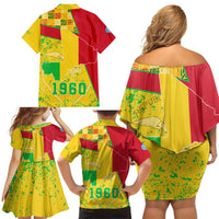 Mali Map Family Matching Off Shoulder Short Dress and Hawaiian Shirt Heart-Inspired Design with National Flag Colors