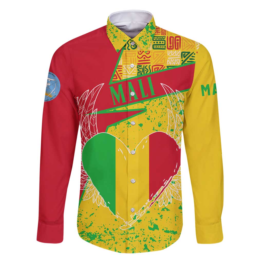 Mali Map Family Matching Off Shoulder Short Dress and Hawaiian Shirt Heart-Inspired Design with National Flag Colors