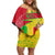 Mali Map Family Matching Off Shoulder Short Dress and Hawaiian Shirt Heart-Inspired Design with National Flag Colors