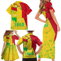 Mali Map Family Matching Short Sleeve Bodycon Dress and Hawaiian Shirt Heart-Inspired Design with National Flag Colors