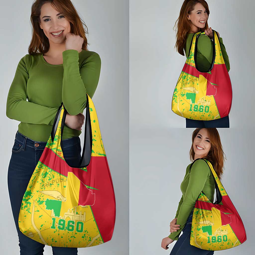 Mali Map Grocery Bag Heart-Inspired Design with National Flag Colors