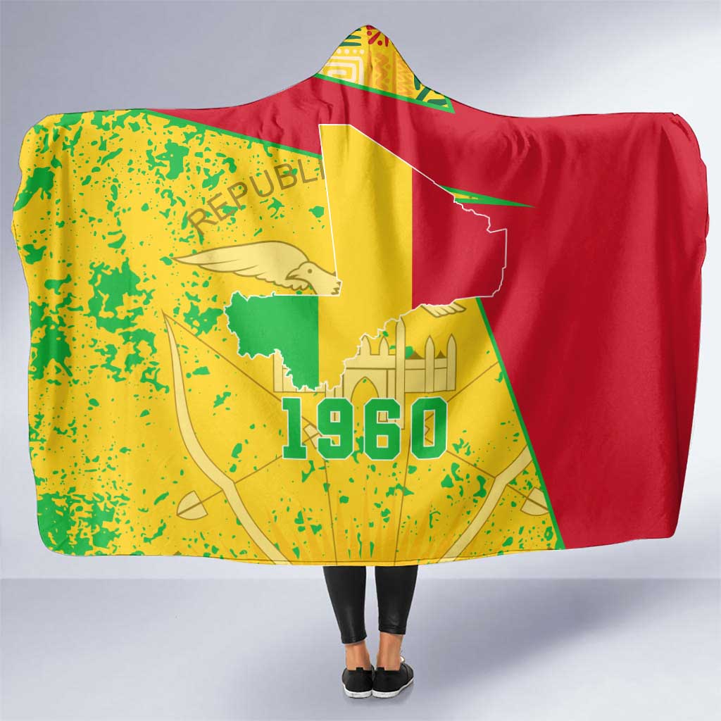 Mali Map Hooded Blanket Heart-Inspired Design with National Flag Colors