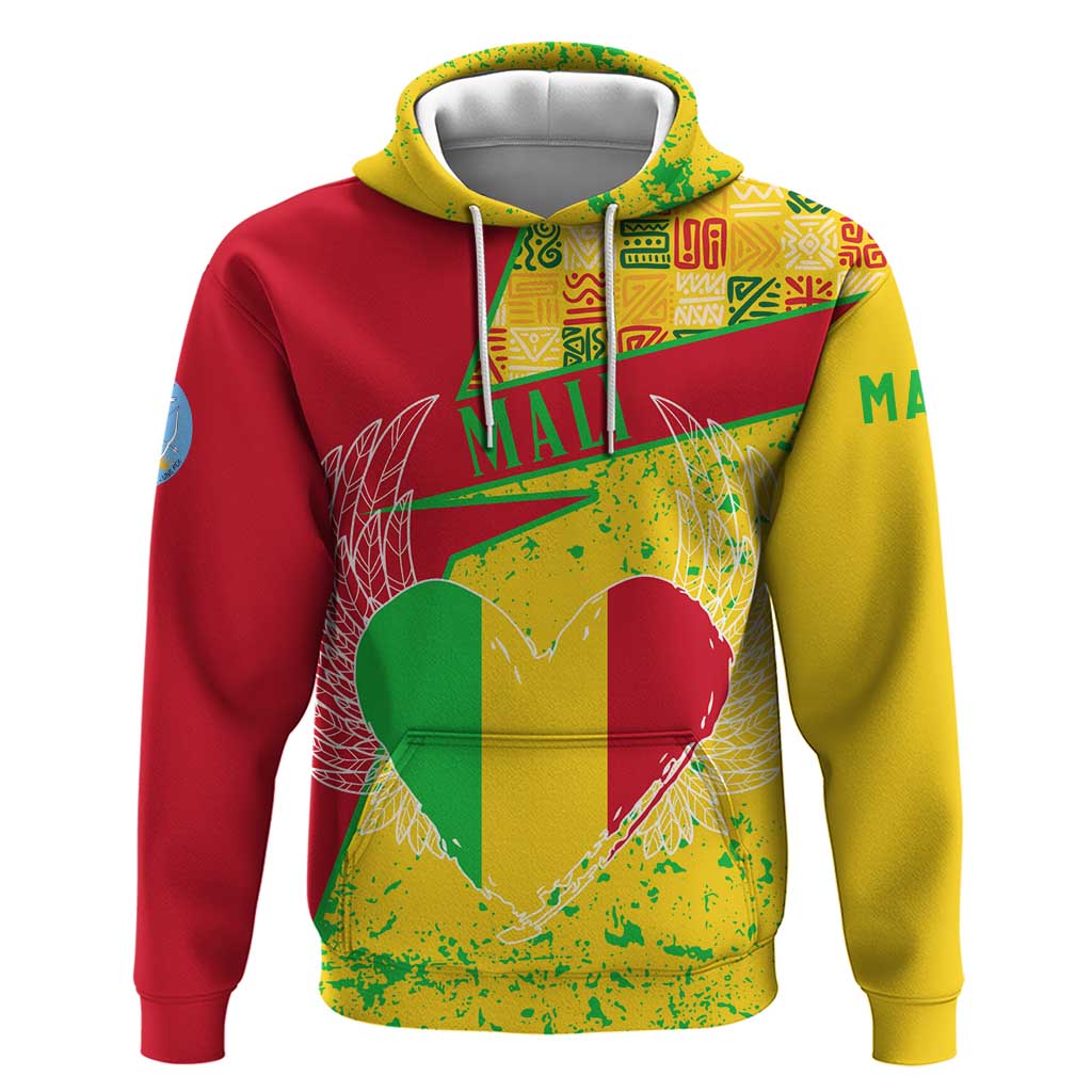 Mali Map Hoodie Heart-Inspired Design with National Flag Colors