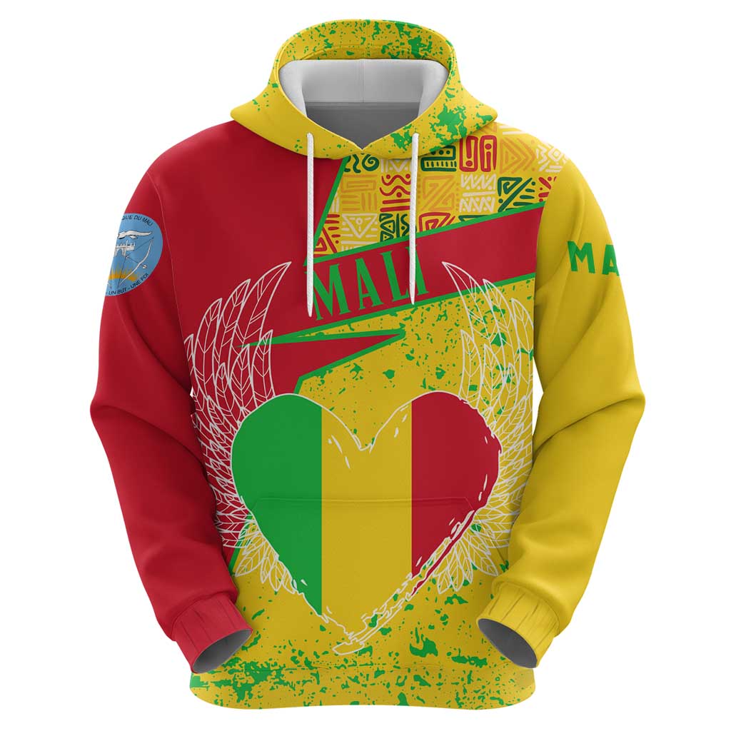 Mali Map Hoodie Heart-Inspired Design with National Flag Colors