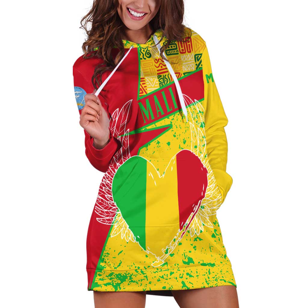 Mali Map Hoodie Dress Heart-Inspired Design with National Flag Colors