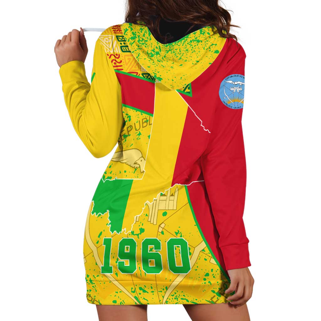 Mali Map Hoodie Dress Heart-Inspired Design with National Flag Colors
