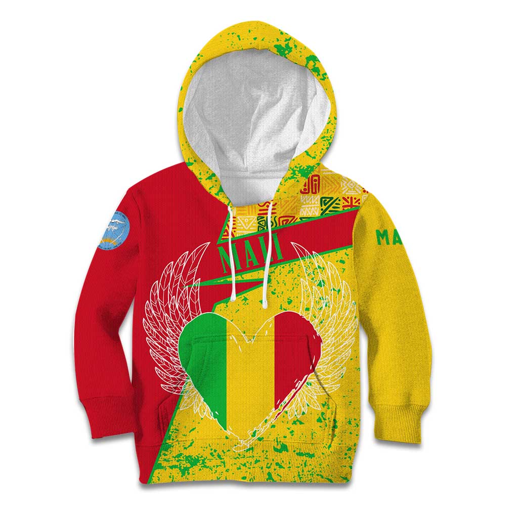 Mali Map Kid Hoodie Heart-Inspired Design with National Flag Colors