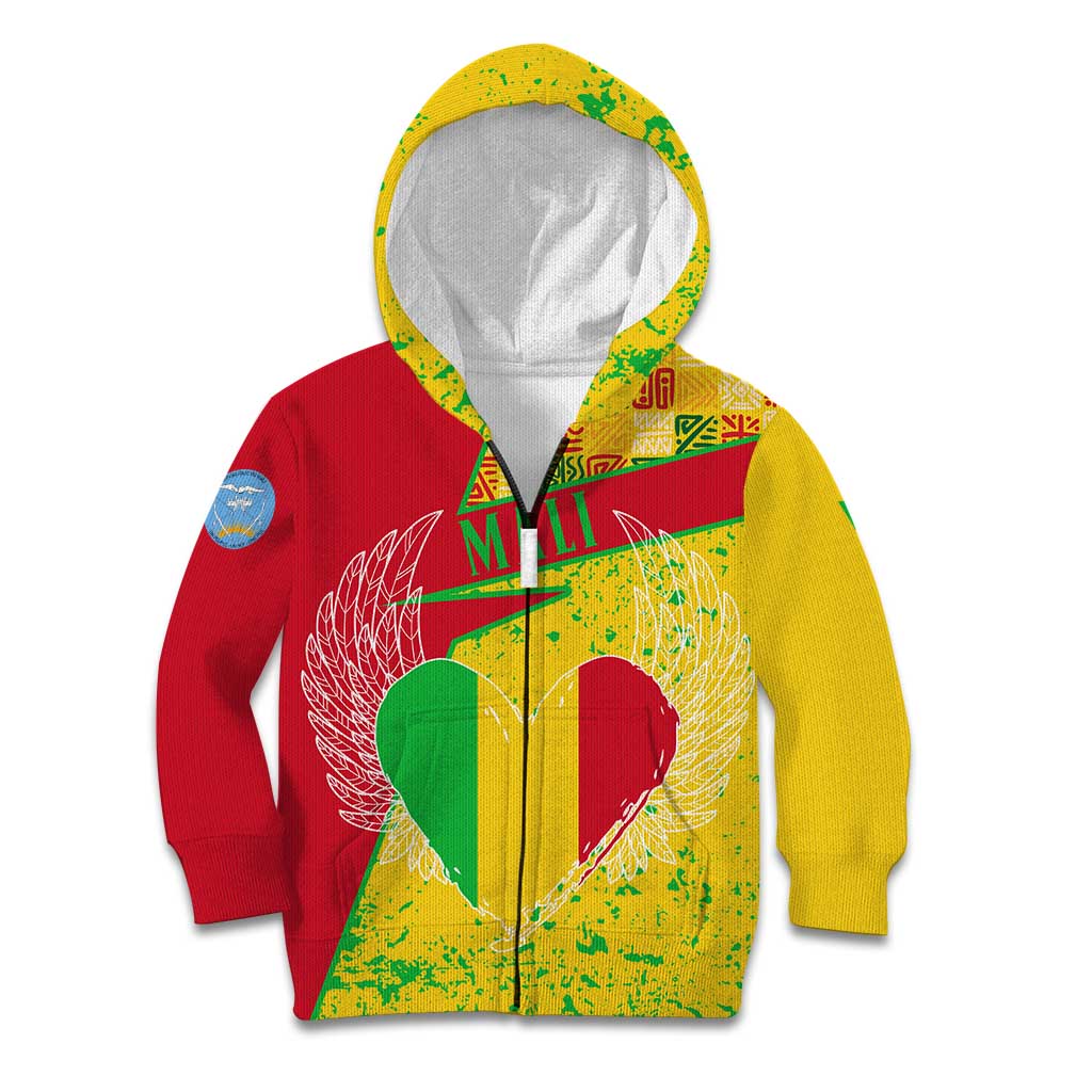 Mali Map Kid Hoodie Heart-Inspired Design with National Flag Colors