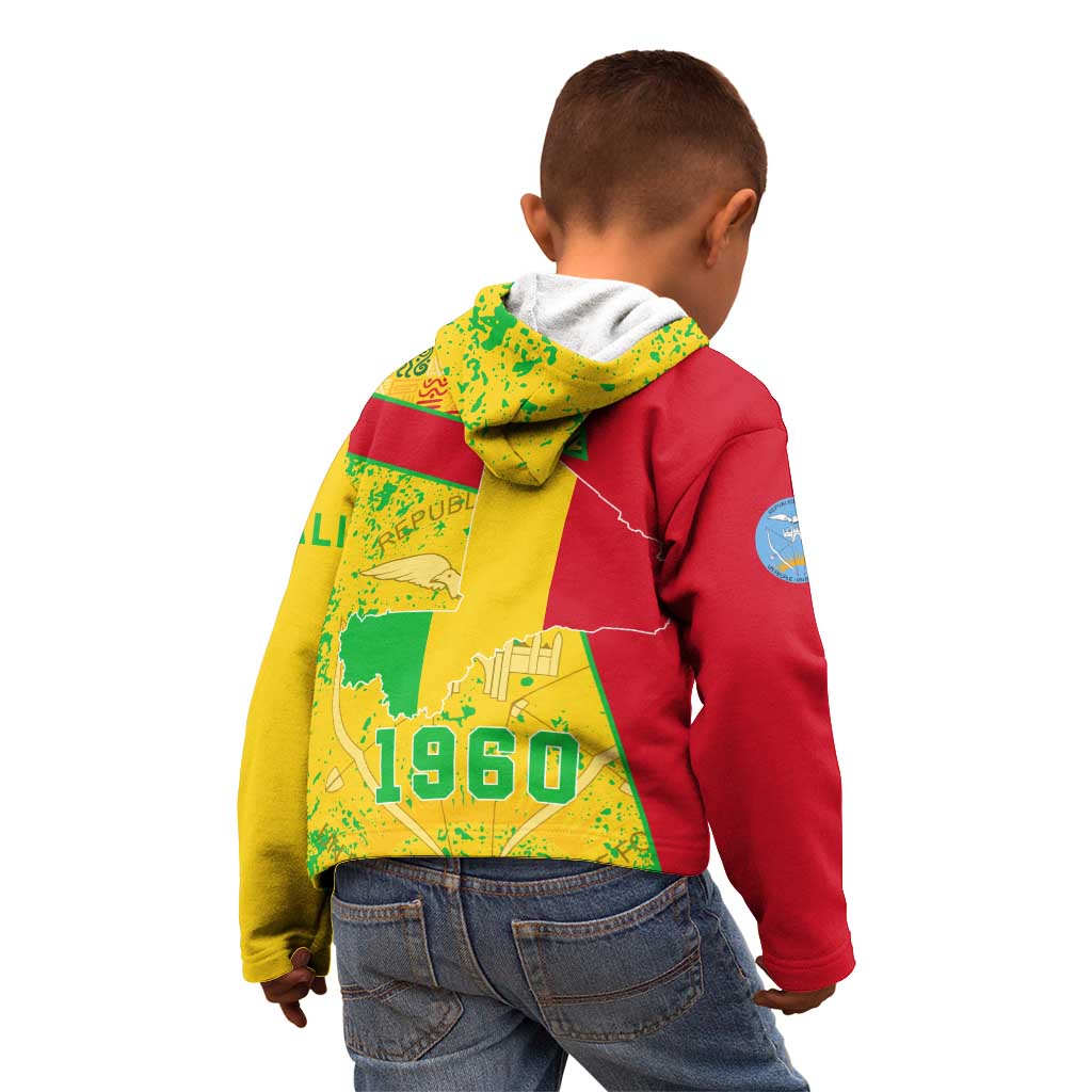 Mali Map Kid Hoodie Heart-Inspired Design with National Flag Colors