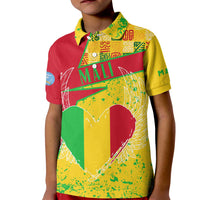 Mali Map Kid Polo Shirt Heart-Inspired Design with National Flag Colors