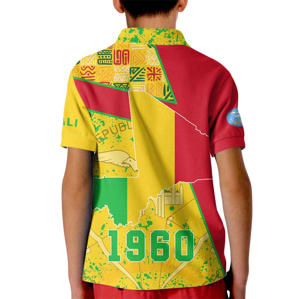 Mali Map Kid Polo Shirt Heart-Inspired Design with National Flag Colors