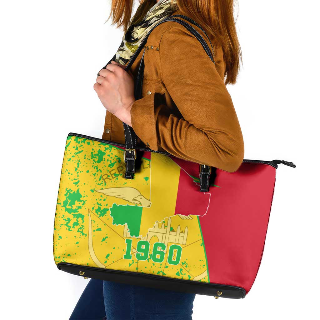 Mali Map Leather Tote Bag Heart-Inspired Design with National Flag Colors