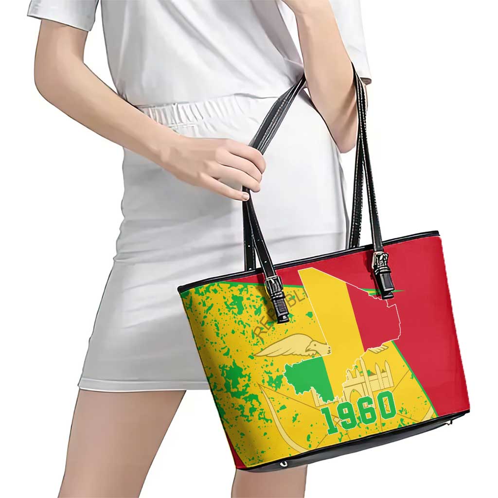 Mali Map Leather Tote Bag Heart-Inspired Design with National Flag Colors
