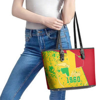 Mali Map Leather Tote Bag Heart-Inspired Design with National Flag Colors