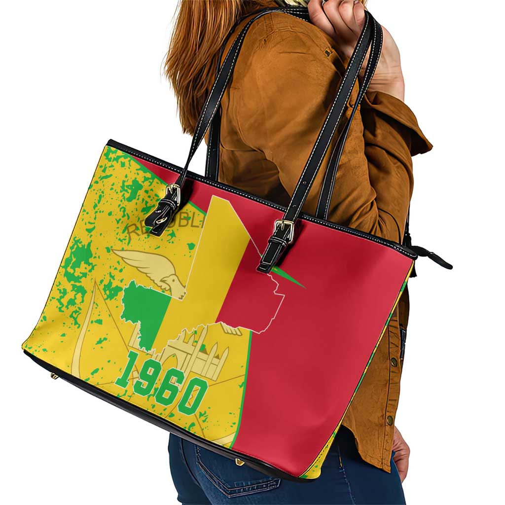 Mali Map Leather Tote Bag Heart-Inspired Design with National Flag Colors