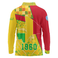 Mali Map Long Sleeve Polo Shirt Heart-Inspired Design with National Flag Colors