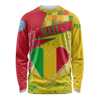 Mali Map Long Sleeve Shirt Heart-Inspired Design with National Flag Colors