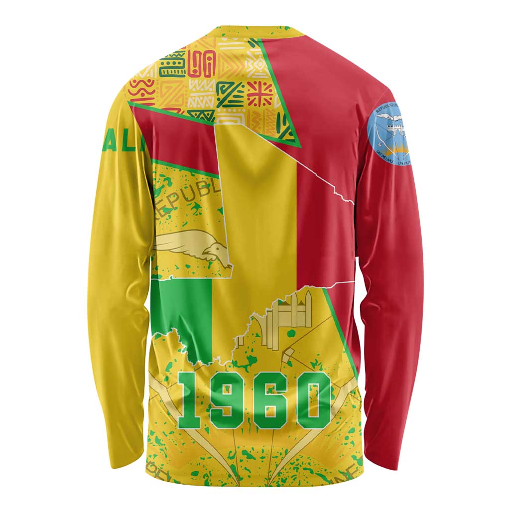 Mali Map Long Sleeve Shirt Heart-Inspired Design with National Flag Colors