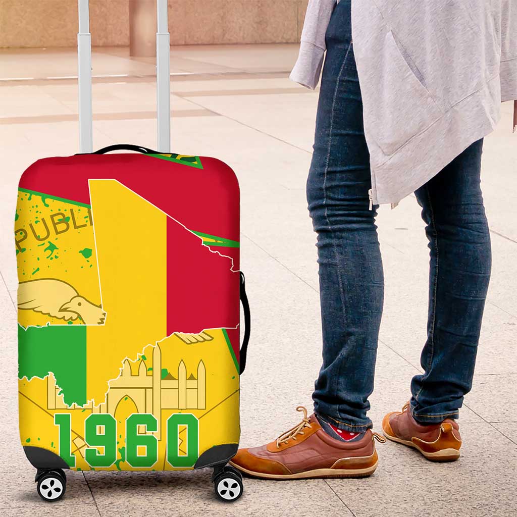Mali Map Luggage Cover Heart-Inspired Design with National Flag Colors
