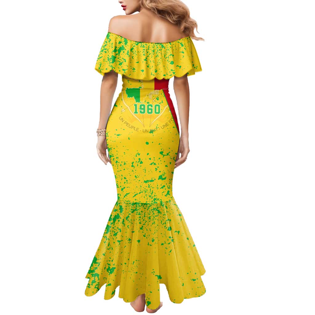 Mali Map Mermaid Dress Heart-Inspired Design with National Flag Colors