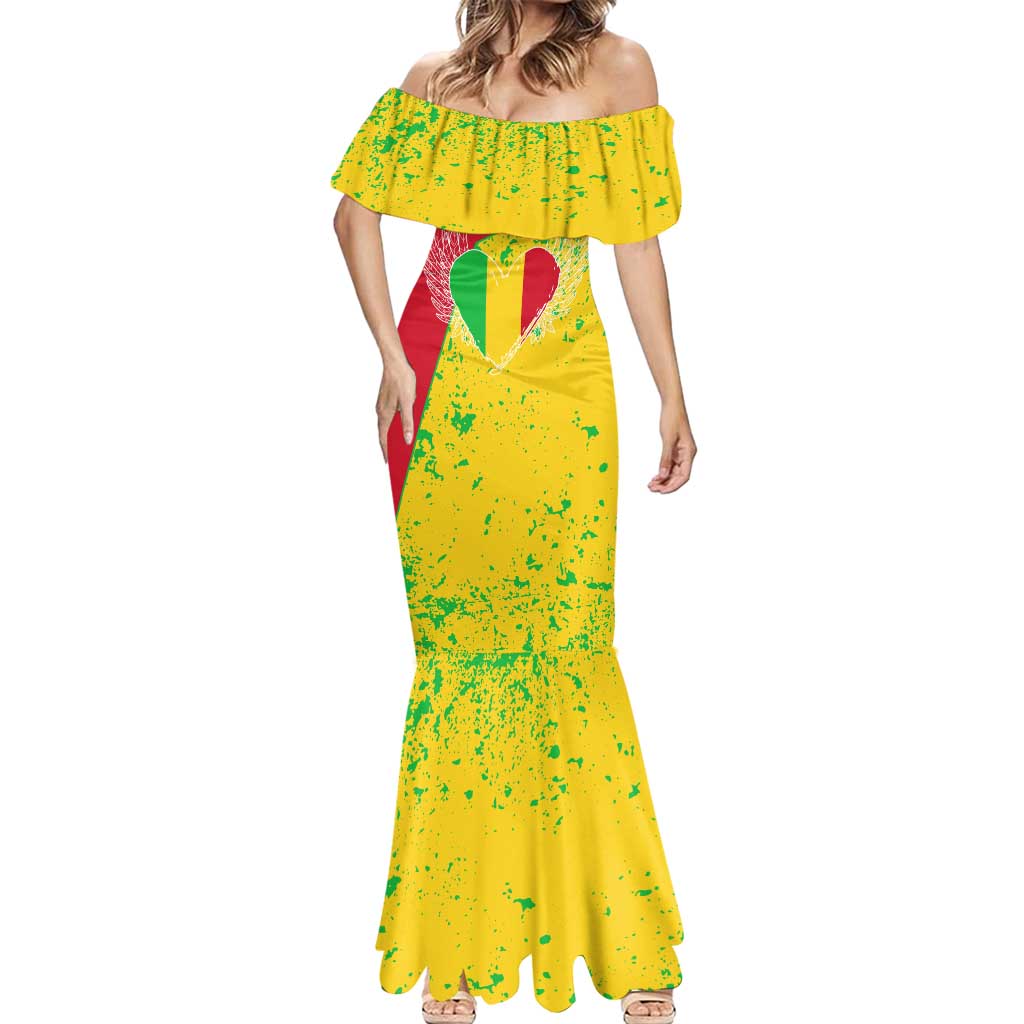Mali Map Mermaid Dress Heart-Inspired Design with National Flag Colors