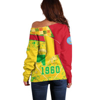 Mali Map Off Shoulder Sweater Heart-Inspired Design with National Flag Colors