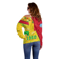 Mali Map Off Shoulder Sweater Heart-Inspired Design with National Flag Colors