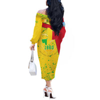 Mali Map Off The Shoulder Long Sleeve Dress Heart-Inspired Design with National Flag Colors