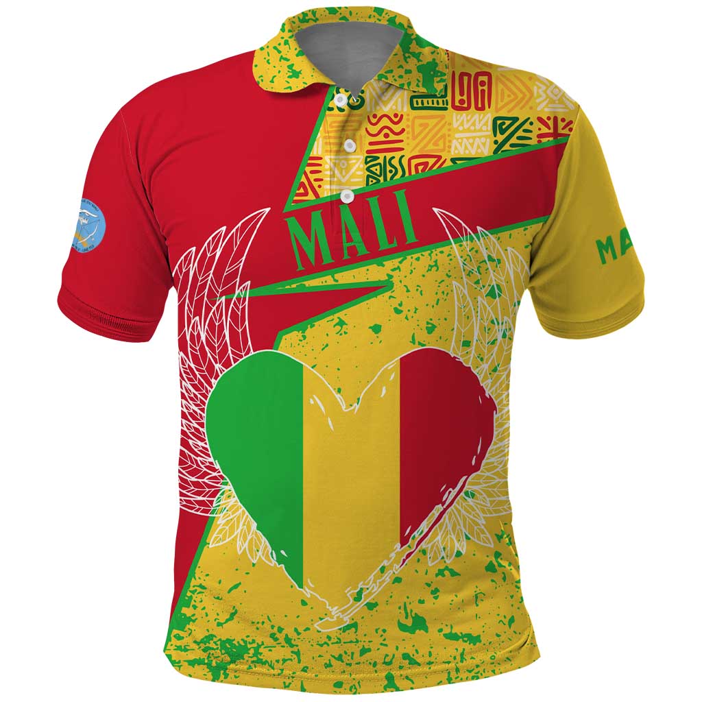 Mali Map Polo Shirt Heart-Inspired Design with National Flag Colors
