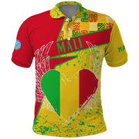 Mali Map Polo Shirt Heart-Inspired Design with National Flag Colors