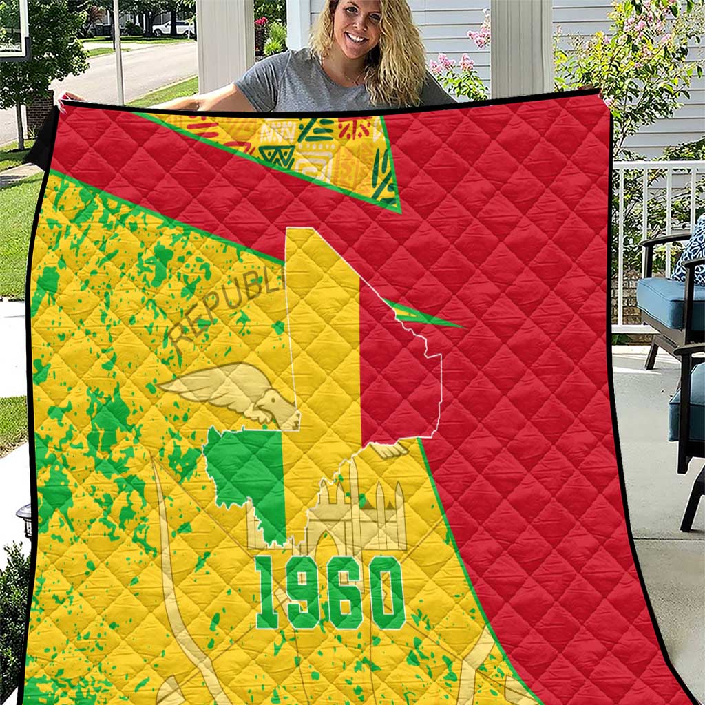 Mali Map Quilt Heart-Inspired Design with National Flag Colors