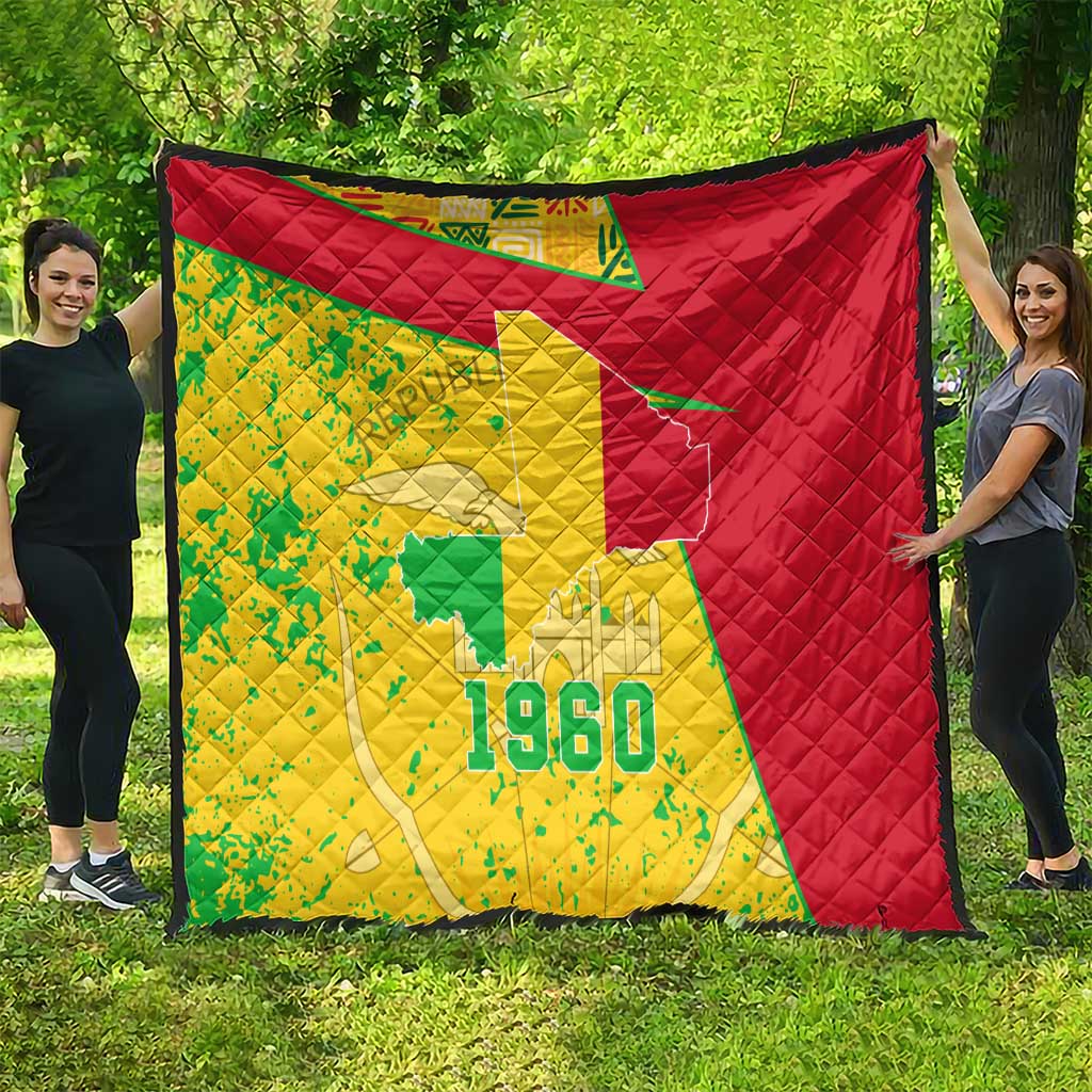 Mali Map Quilt Heart-Inspired Design with National Flag Colors