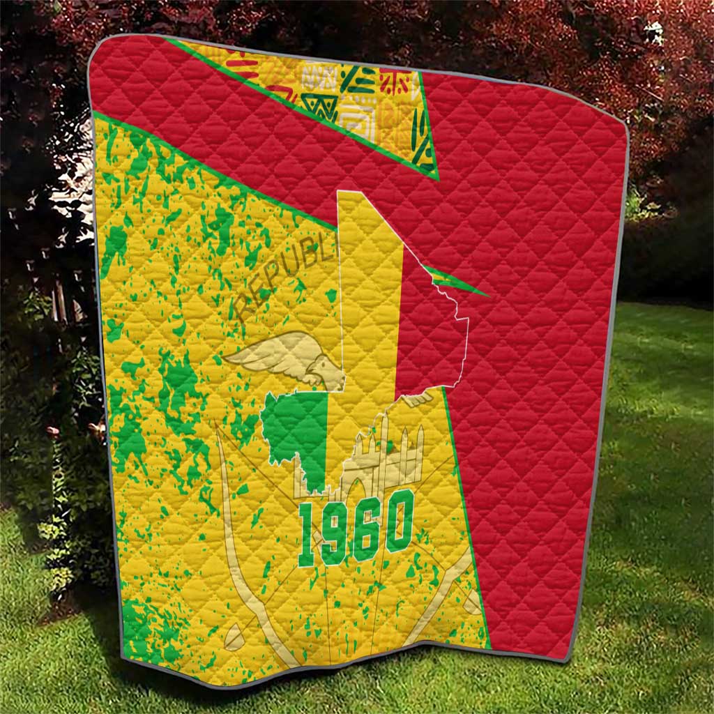 Mali Map Quilt Heart-Inspired Design with National Flag Colors