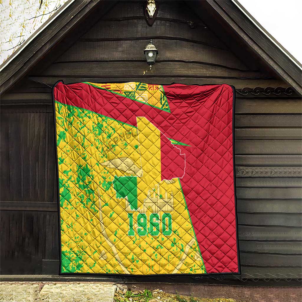 Mali Map Quilt Heart-Inspired Design with National Flag Colors